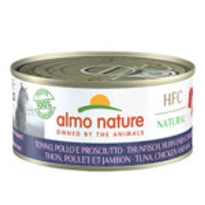 24x Almo Nature HFC Natural Kattenvoer Nat Blik Tonijn, Kip & Ham 150 gr - natvoer katten