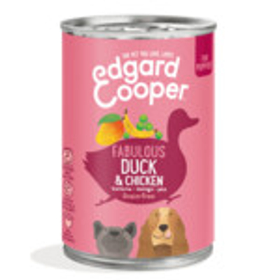 6x Edgard & Cooper Blik Vers Vlees Puppy Hondenvoer Eend - Kip 400 gr - natvoer honden