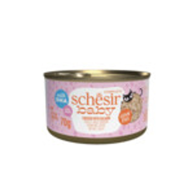 12x Schesir Baby Kitten Bouillon Kip & Zalm 70 gr - natvoer katten