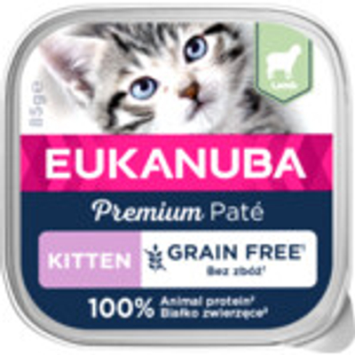 16x Eukanuba Premium Paté Graanvrij Kitten Kattenvoer Nat Lam 85 gr - natvoer katten