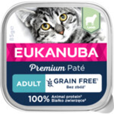 16x Eukanuba Premium Paté Graanvrij Adult Kattenvoer Nat Lam 85 gr - natvoer katten