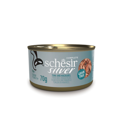 12x70g Schesir Silver Senior Tonijn Makreel natvoer voor katten - natvoer katten