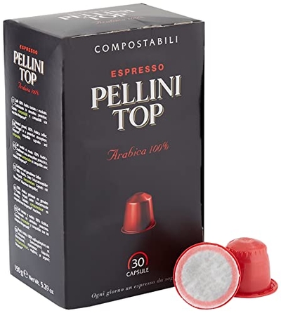 Pellini Top 100% Arabica Espresso Capsules – Medium Roast Italian Coffee Capsules - Nespresso Compatible, Compostable and Self-Protected Capsules, 30 Capsules, 150g
