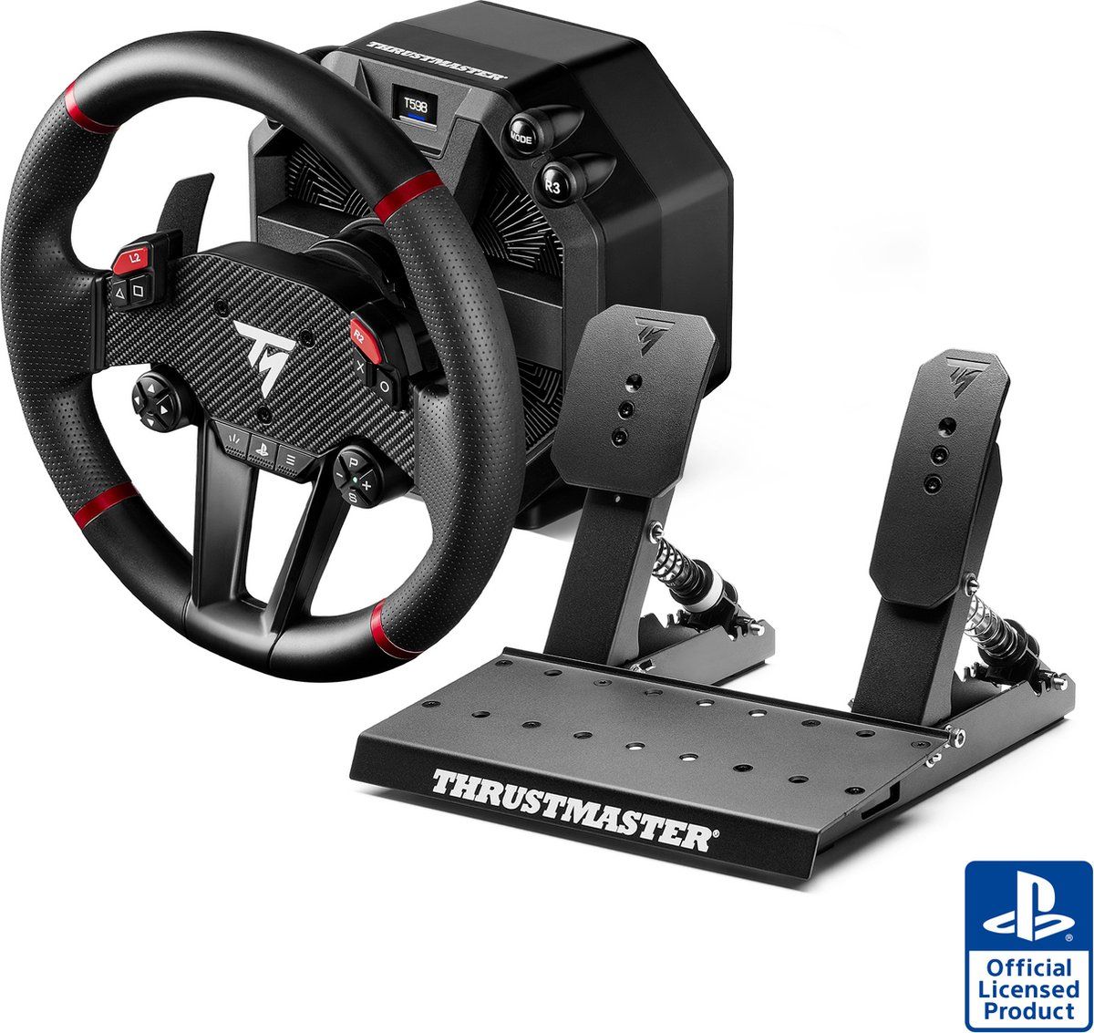 Thrustmaster T598 - Direct Axial Drive Force Feedback Racestuur voor PS5, PS4, PC - Next-gen Direct Drive (5 Nm constant koppel, met overshoot-mogelijkheid +100% = 10 Nm peak) - Metalen pedaalset, modulair en schaalbaar - Afneembaar stuur van 30 cm