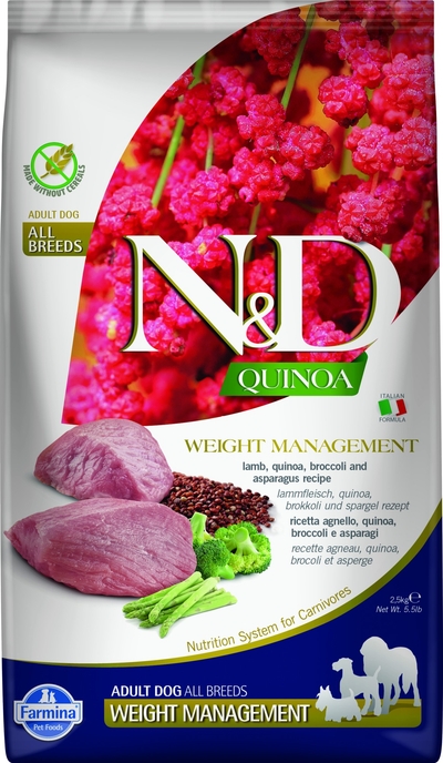 N&D Quinoa hondenvoeding Weight Management medium/maxi 2,5 kg - hondenbrokken