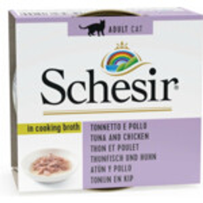 12x Schesir Kattenvoer Gekookte Tonijn en Kip 70 gr - natvoer katten