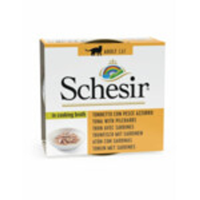 12x Schesir Kattenvoer Gekookte Tonijn en Sardines 70 gr - natvoer katten