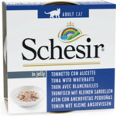 12x Schesir Kattenvoer Tonijn en Witvis in Gelei 85 gr - natvoer katten