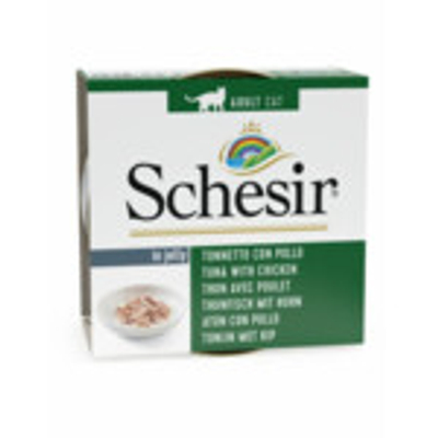 12x Schesir Kattenvoer Tonijn en Kip in Gelei 85 gr - natvoer katten