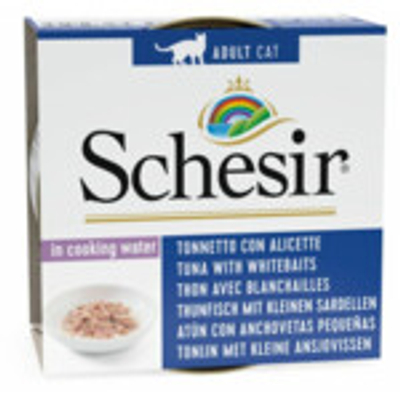 12x Schesir Kattenvoer Gekookte Tonijn en Witvis met Rijst 85 gr - natvoer katten