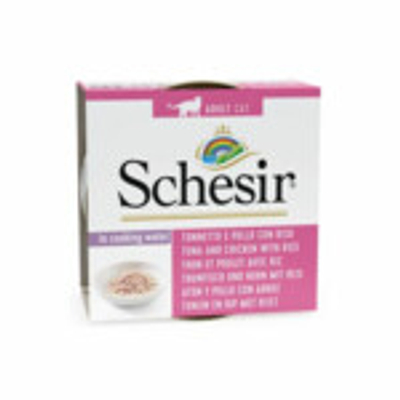 12x Schesir Kattenvoer Gekookte Tonijn en Kip met Rijst 85 gr - natvoer katten