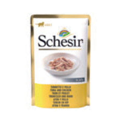 12x Schesir Kattenvoer Pouch Tonijn - Kip in Gelei 85 gr - natvoer katten