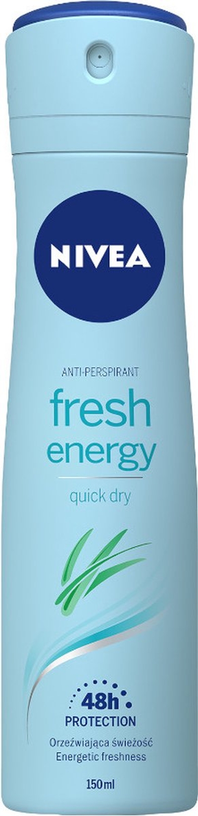 Nivea Deodorant Spray Fresh Energy 150 ml - Anti-transpirant deospray met anti-bacteriële werking 48h bescherming - Alcoholvrij - Deodorantspray