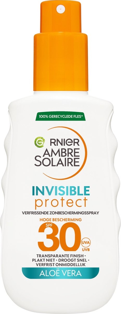 Garnier Ambre Solaire Invisible Protect Zonnebrandspray SPF30 - Niet vet - Waterresistent - met Aloë Vera - Beschermt , hydrateert en verfrist – 150ml