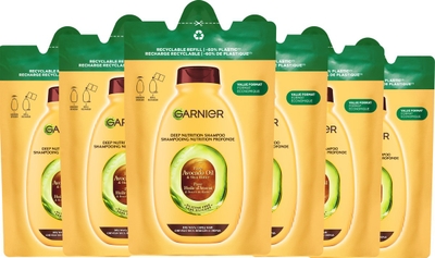 Garnier Loving Blends Avocado Olie & Shea Boter Shampoo Refill - Intens Voedend - Voor Zeer Droog, Golvend of Krullend Haar - 6x250ml