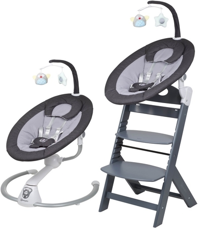 Babygo Homey Dark Grey/Grey Babyschommel en Kinderstoel Set 19012