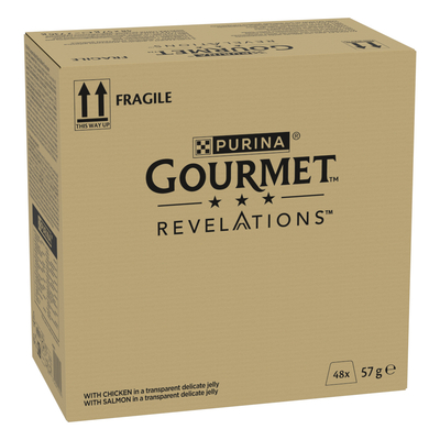 Megapack 48x57g Gourmet Revelations Fine Cuts kip en zalm natvoer voor katten - natvoer katten