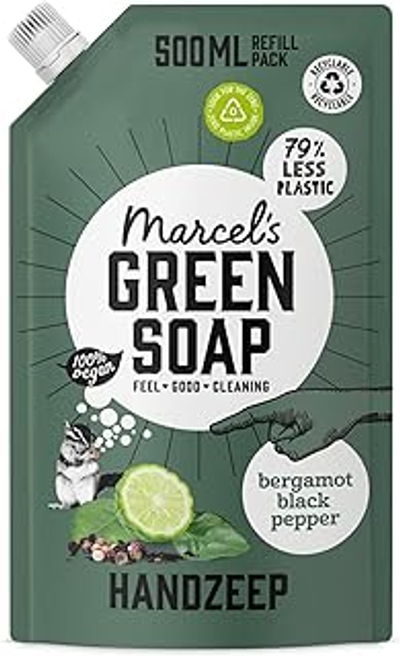 Marcel's Green Soap - Zwarte peper & Bergamot handzeep navulling - 500 ml