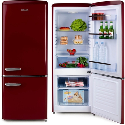 Domo DO91707R Retro Koelkast - Koelvriescombinatie - D - 191 L Wijnrood