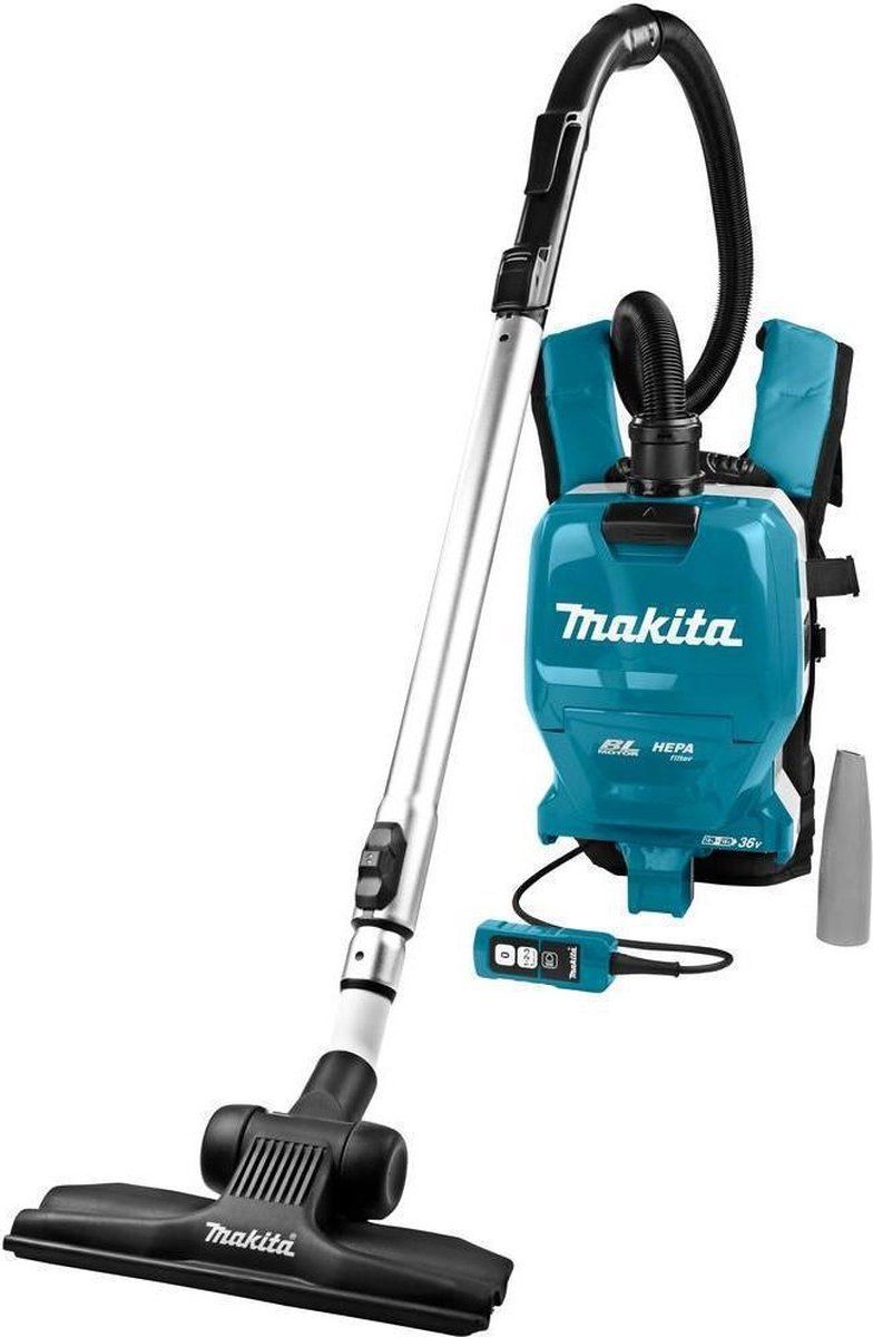 Makita DVC261ZX11 - Stofzuiger - Blauw - Li-Ion - Accu rugstofzuiger body - (2x 18V) incl. 4-delige