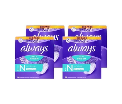 Always Inlegkruisjes Normal 0% Perfume Daily Fresh 232 Stuks (4x58)