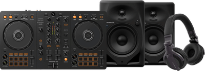 Pioneer DJ DDJ-FLX4 + Pioneer DJ HDJ-CUE1 + Pioneer DJ DM-50D-BT Zwart