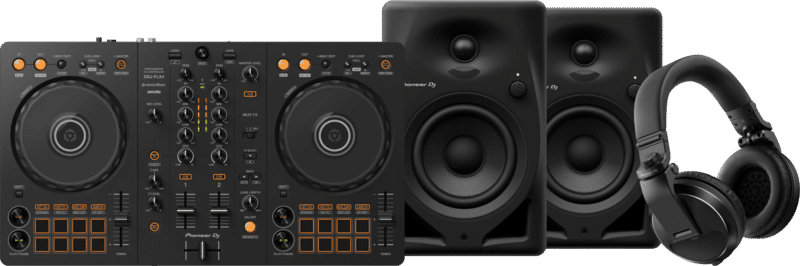 Pioneer DJ DDJ-FLX4 + Pioneer DJ HDJ-X5 Zwart + Pioneer DJ DM-40D Zwart