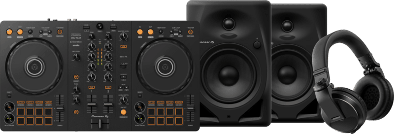 Pioneer DJ DDJ-FLX4 + Pioneer DJ HDJ-X5 Zwart + Pioneer DJ DM-50D Zwart