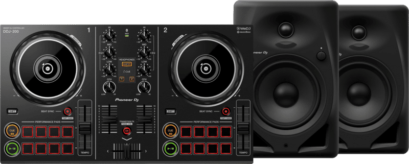 Pioneer DJ DDJ-200 + Pioneer DJ DM-50D-BT Zwart