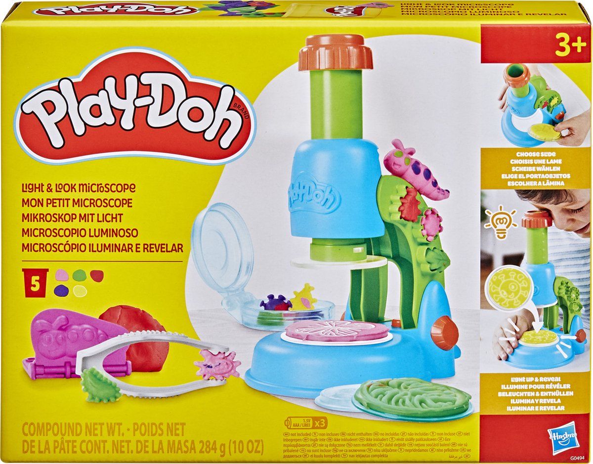 Play-Doh Microscoop met Licht Speelset - Boetseerklei - 5 Play-Doh Potjes - Knutselen voor kinderen