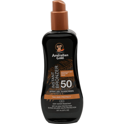 Australian Gold Tan & Protect Instant Bronzer Zonnebrand Spray Gel SPF50 237 ML