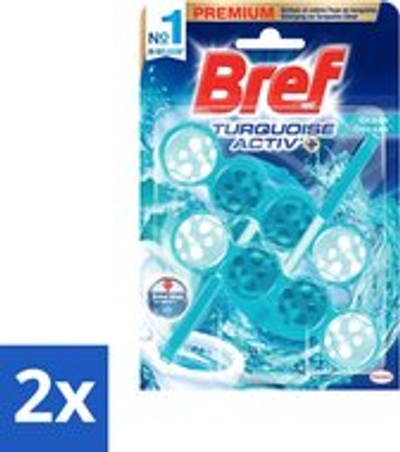 Bref WC - Turquoise Activ+ - Toiletblok - Oceaan - 2 Blokken - 2 stuks