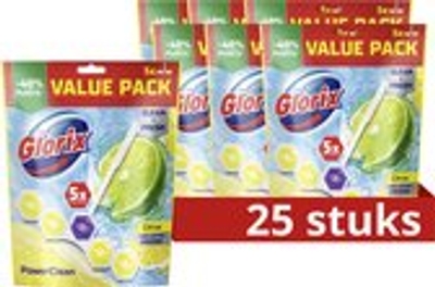 Glorix Power Clean Toiletblok - Citrus - geeft je een langdurig schoon en fris toilet - 5 x 5 stuks