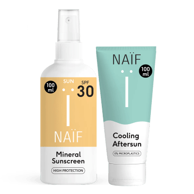 Naïf Voordeelset Minerale Zonnebrandspray SPF30 & Verkoelende After Sun Gel voor de hele familie 100ml