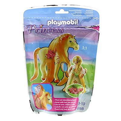 Playmobil 6168 Verzamelbare prinses Sunny met paard voor het verzorgen en aankleden van hun manen, leuke fantasierijke rollenspel, speelsets geschikt voor kinderen vanaf 4 jaar