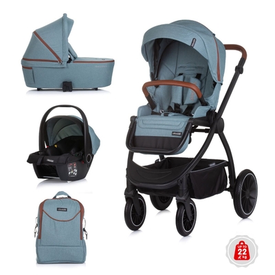 Chipolino Prestige 3-in-1 Kinderwagen - Basil Blauw - te gebruiken tot 22kg