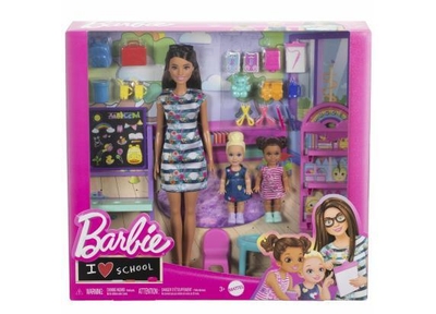 Barbie Barbie Klaslokaal speelset met pop en 2 skippers