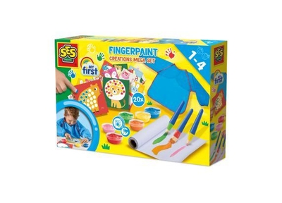 SES Creative - Mijn Eerste Vingerverf Creatie – Mega Knutselset voor Kinderen vanaf 1 Jaar - Inclusief verf en Kleurkaarten - Perfect voor Kleine Kunstenaars
