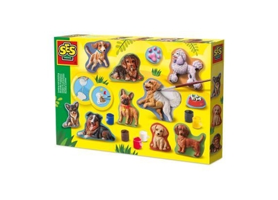 SES Creative 01294 Gieten en Schilderen - Honden - Creatieve Knutselset voor Kinderen vanaf 5 Jaar - Inclusief alles wat nodig is voor creatief spel - Perfect voor kinderen die van knutselen houden