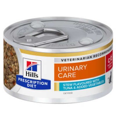 Hill's Prescription Diet C/D Multicare Stress Urinary Care stoofpotje voor kat met tonijnsmaak & groenten blik 1 tray (24 x 82 g)- natvoer katten