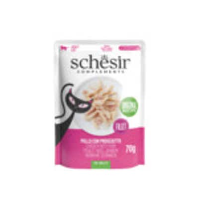 12x Schesir Complementary in Gelei Kattenvoer Nat Kip & Ham 70 gr - natvoer katten