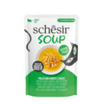 12x Schesir Complementary in Soep Kattenvoer Nat Kip & Pompoen 40 gr - natvoer katten