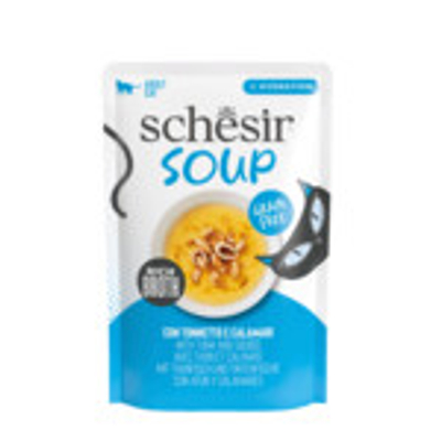 12x Schesir Complementary in Soep Kattenvoer Nat Tonijn & Inktvis 40 gr - natvoer katten