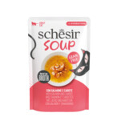 12x Schesir Complementary in Soep Kattenvoer Nat Zalm & Wortel 40 gr - natvoer katten