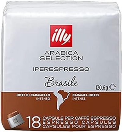 illy Koffie, Luxe Arabica Koffie Selectie, iperEspresso Capsules, Brazilië, 1 Pak van 18 Capsules