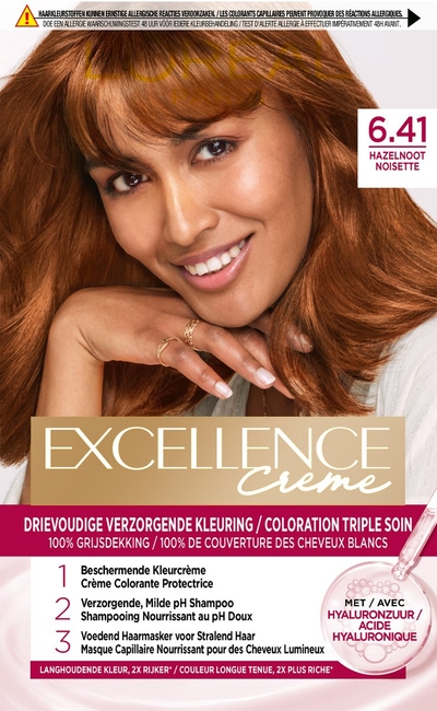 L'Oréal Paris Excellence Crème Hazelnoot 6.41 - Permanente Haarkleuring