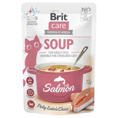 30x75g Brit Care soep voor katten zalm hondenvoer nat - natvoer katten