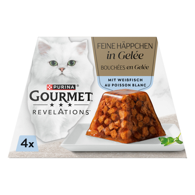 4x57g Gourmet Revelations Fine Cuts witvis natvoer voor katten - natvoer katten