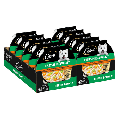 Voordeelpakket: 20x85g Cesar Fresh Bowls kip in saus natvoer voor honden - natvoer honden