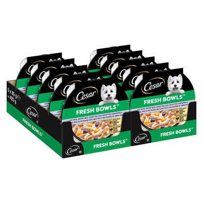 Voordeelpakket: 20x85g Cesar Fresh Bowls eend in saus natvoer voor honden - natvoer honden